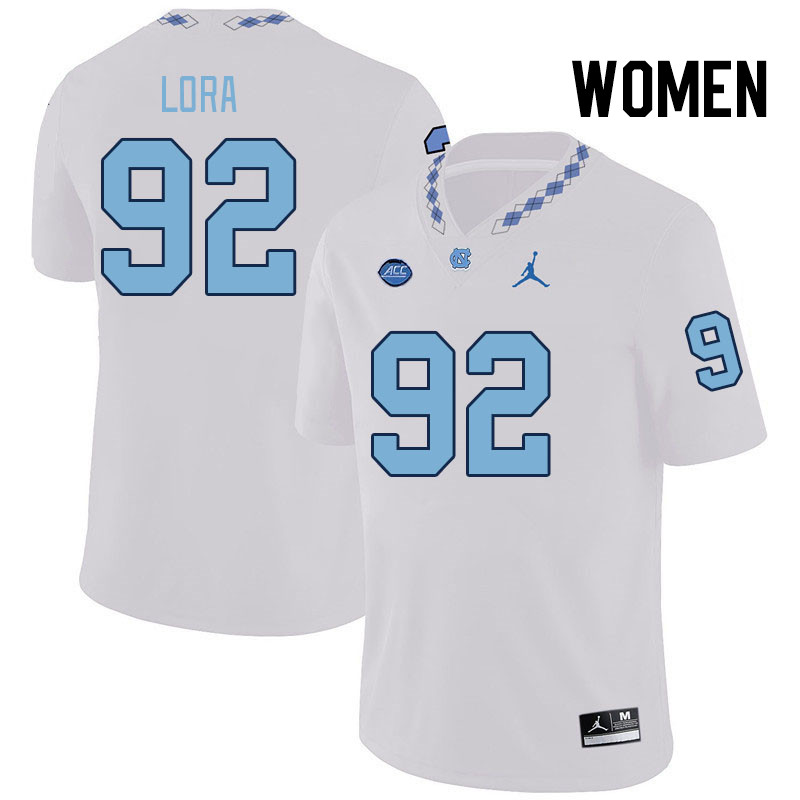 Women #92 Rodney Lora North Carolina Tar Heels College Football Jerseys Stitched Sale-White